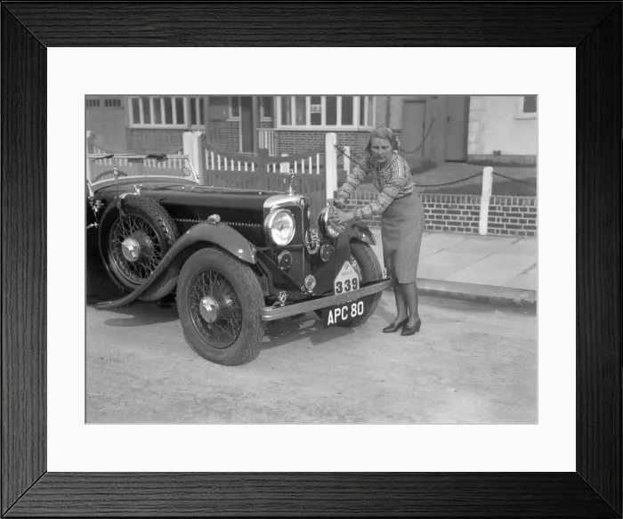 Framed Print : Kitty Brunell and her winning AC 4-seater tourer, RAC Rally, March 1933. Artist: Bill Brunell Framed Print : Kitty Brunell and her winning AC 4-seater tourer, RAC Rally, March 1933. Artist: Bill Brunell