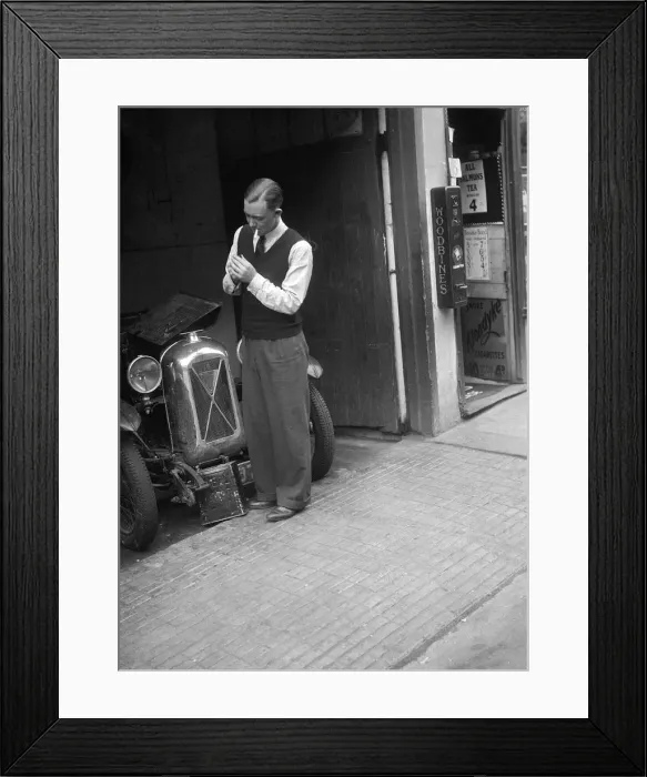 Framed Print : Geoffrey Baker and a Salmson 1090 cc car. Artist: Bill Brunell Framed Print : Geoffrey Baker and a Salmson 1090 cc car. Artist: Bill Brunell