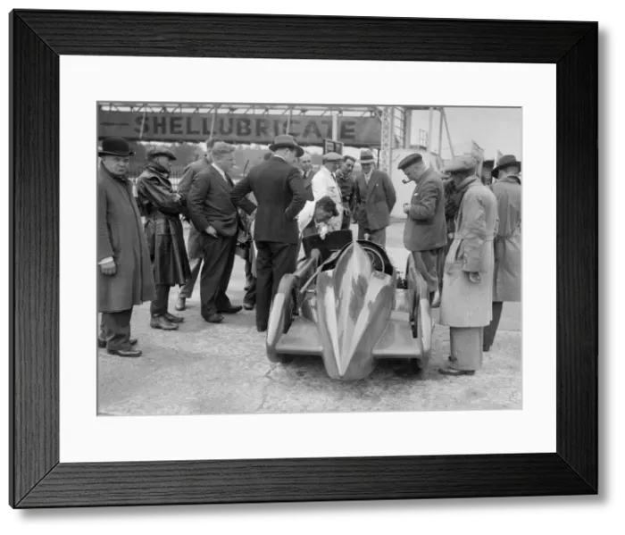 Framed Print : People examining Leon Cushmans Austin 7 racer at Brooklands for a speed record attempt, 1931 Framed Print : People examining Leon Cushmans Austin 7 racer at Brooklands for a speed record attempt, 1931