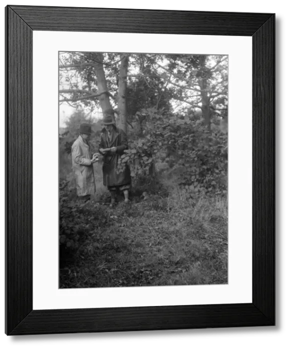 Framed Print : Two participants in the Bugatti Owners Club car treasure hunt, 25 October 1931. Artist Framed Print : Two participants in the Bugatti Owners Club car treasure hunt, 25 October 1931. Artist