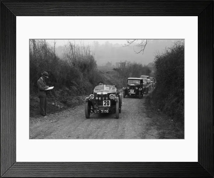 Framed Print : MG M Type and Riley saloon competing in the JCC Half-Day Trial, 1930. Artist: Bill Brunell Framed Print : MG M Type and Riley saloon competing in the JCC Half-Day Trial, 1930. Artist: Bill Brunell