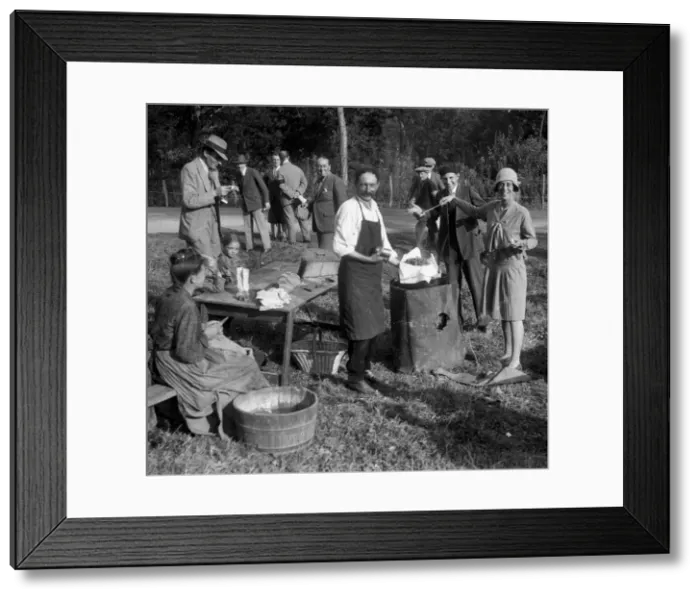 Framed Print : Picnic at Boulogne Motor Week, France, 1928. Artist: Bill Brunell Framed Print : Picnic at Boulogne Motor Week, France, 1928. Artist: Bill Brunell