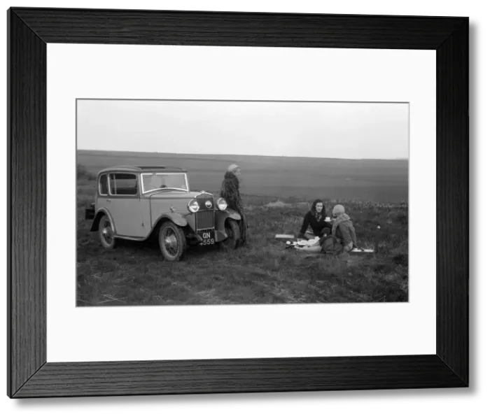 Framed Print : Three women having a picnic during a road test of a Triumph Scorpion, 1931. Artist: Bill Brunell Framed Print : Three women having a picnic during a road test of a Triumph Scorpion, 1931. Artist: Bill Brunell