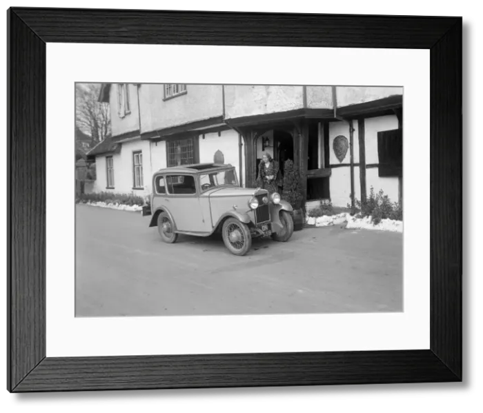 Framed Print : Road testing a Triumph Scorpion, 1931. Artist: Bill Brunell Framed Print : Road testing a Triumph Scorpion, 1931. Artist: Bill Brunell