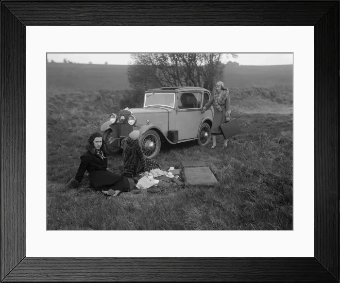 Framed Print : Three women having a picnic during a road test of a Triumph Scorpion, 1931. Artist: Bill Brunell