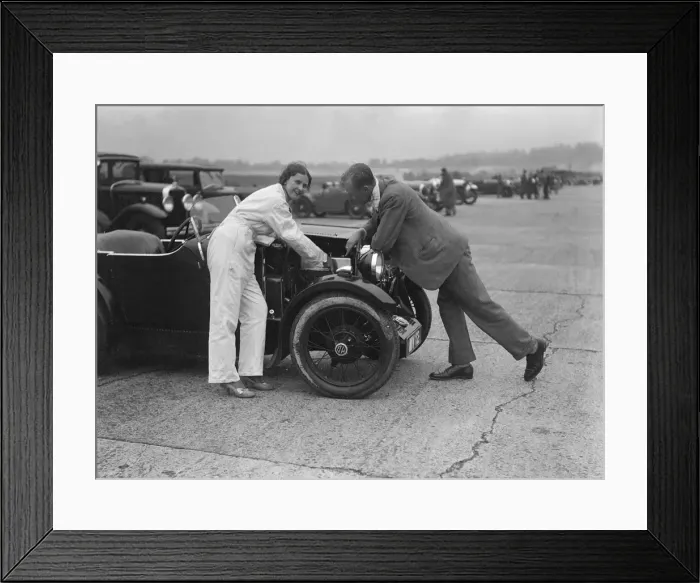 Framed Print : MG M type at Brooklands. Artist: Bill Brunell