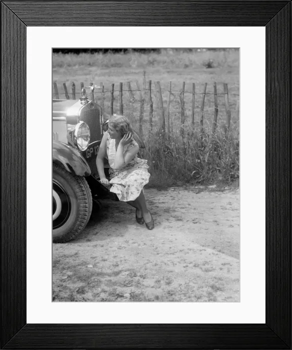 Framed Print : Kitty Brunell road testing a 1931 Delage D8. Artist: Bill Brunell Framed Print : Kitty Brunell road testing a 1931 Delage D8. Artist: Bill Brunell