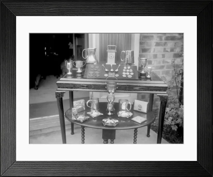 Framed Print : Motor sport trophies. Artist: Bill Brunell Framed Print : Motor sport trophies. Artist: Bill Brunell