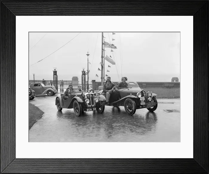 Framed Print : Austin 7 Grasshopper of CD Buckley and Fiat Balilla 508S of SGE Tett at the Blackpool Rally, 1936 Framed Print : Austin 7 Grasshopper of CD Buckley and Fiat Balilla 508S of SGE Tett at the Blackpool Rally, 1936
