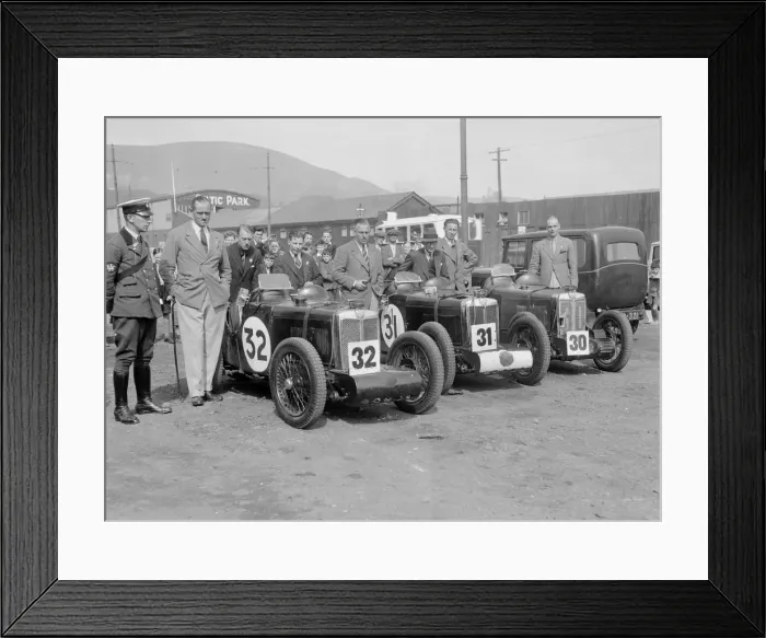 Framed Print : Three MG C type Midgets at the RAC TT Race, Ards Circuit, Belfast, 1932. Artist: Bill Brunell Framed Print : Three MG C type Midgets at the RAC TT Race, Ards Circuit, Belfast, 1932. Artist: Bill Brunell