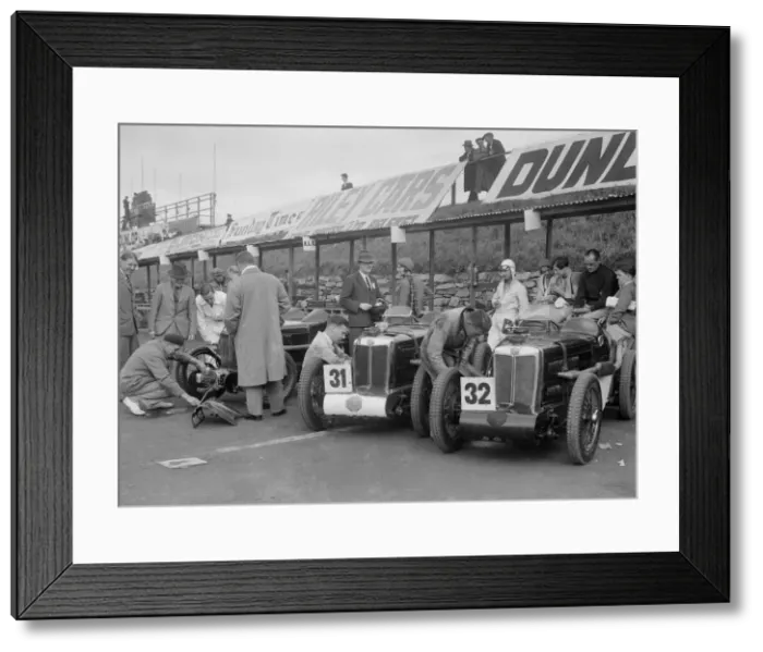 Framed Print : Three MG C type Midgets in the pits at the RAC TT Race, Ards Circuit, Belfast, 1932 Framed Print : Three MG C type Midgets in the pits at the RAC TT Race, Ards Circuit, Belfast, 1932