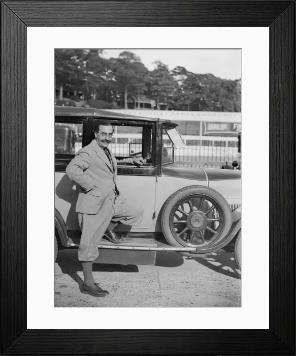 Framed Print : Hugh McConell beside a car, Brooklands, 3 August 1931. Artist: Bill Brunell Framed Print : Hugh McConell beside a car, Brooklands, 3 August 1931. Artist: Bill Brunell