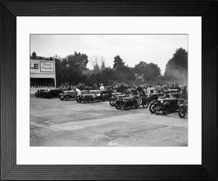 Framed Print : Brighton & Hove Motor Club High Speed Trial, Brooklands, c1931. Artist: Bill Brunell Framed Print : Brighton & Hove Motor Club High Speed Trial, Brooklands, c1931. Artist: Bill Brunell