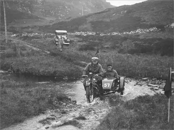 493 cc Triumph and sidecar of HS Perry competing in E&DMC Scottish 6 Days Trial, 1933
