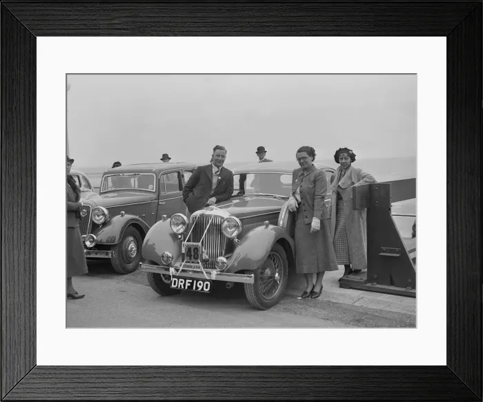 Framed Print : Jaguar SS of RE Sandland at the Blackpool Rally, 1936. Artist: Bill Brunell Framed Print : Jaguar SS of RE Sandland at the Blackpool Rally, 1936. Artist: Bill Brunell