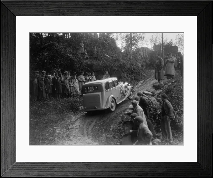 Framed Print : 1934 Standard Sixteen taking part in a Standard Car Owners Club trial. Artist: Bill Brunell Framed Print : 1934 Standard Sixteen taking part in a Standard Car Owners Club trial. Artist: Bill Brunell