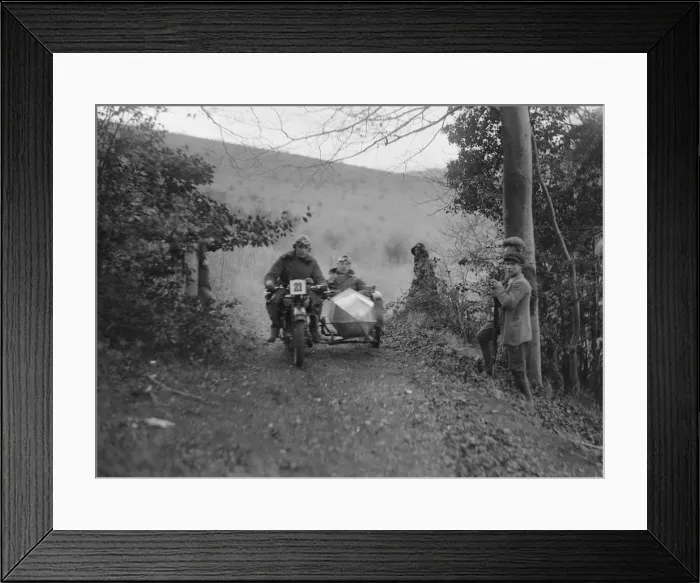 Framed Print : Norton and sidecar ridden by SL Grubb competing in the Inter-Varsity Trial, November 1931 Framed Print : Norton and sidecar ridden by SL Grubb competing in the Inter-Varsity Trial, November 1931