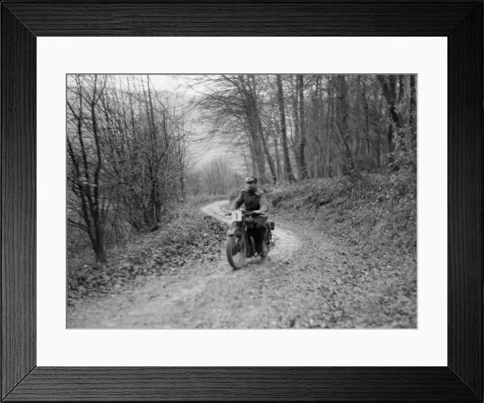 Framed Print : Motorcycle ridden by RD Quincy competing in the Inter-Varsity Trial, November 1931 Framed Print : Motorcycle ridden by RD Quincy competing in the Inter-Varsity Trial, November 1931