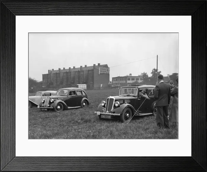 Framed Print : Standard SS I, Flying Twelve and Twelve at the Standard Car Owners Club Gymkhana, 8 May 1938 Framed Print : Standard SS I, Flying Twelve and Twelve at the Standard Car Owners Club Gymkhana, 8 May 1938