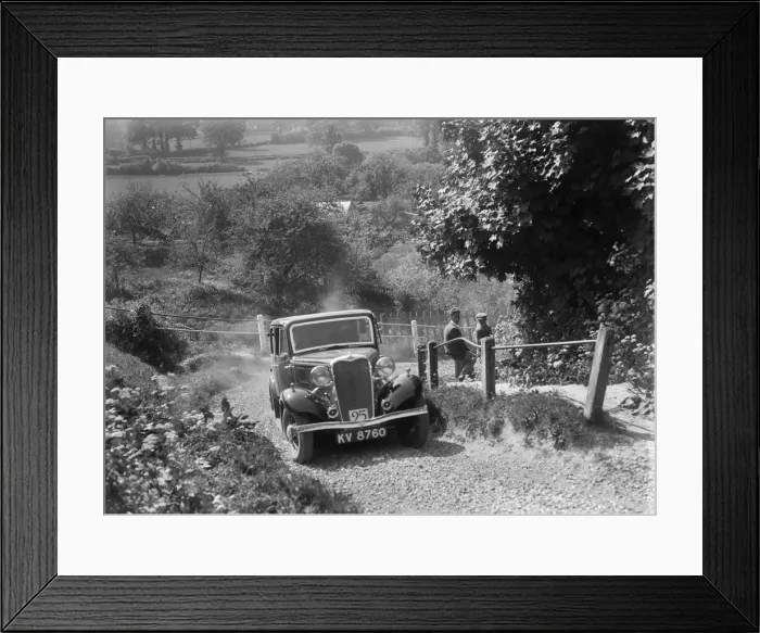 Framed Print : 1934 Singer saloon taking part in a West Hants Light Car Club Trial, Ibberton Hill, Dorset, 1930s Framed Print : 1934 Singer saloon taking part in a West Hants Light Car Club Trial, Ibberton Hill, Dorset, 1930s