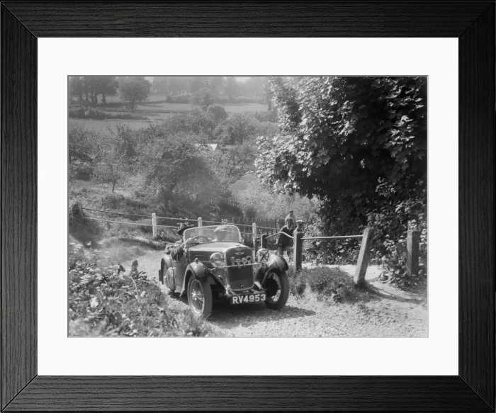 Framed Print : Singer open 2-seater taking part in a West Hants Light Car Club Trial, Ibberton Hill, Dorset, 1930s Framed Print : Singer open 2-seater taking part in a West Hants Light Car Club Trial, Ibberton Hill, Dorset, 1930s