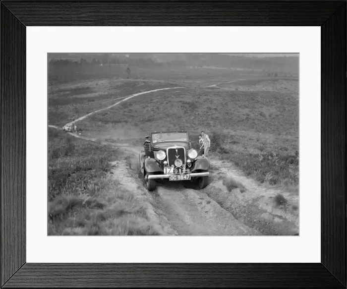 Framed Print : 1934 Ford V8 open 2-seater taking part in the NWLMC Lawrence Cup Trial, 1937. Artist: Bill Brunell Framed Print : 1934 Ford V8 open 2-seater taking part in the NWLMC Lawrence Cup Trial, 1937. Artist: Bill Brunell