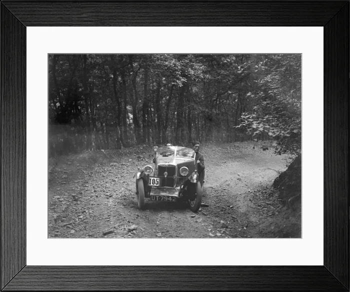 Framed Print : MG M type taking part in the B&HMC Brighton-Beer Trial, Fingle Bridge Hill, Devon, 1934 Framed Print : MG M type taking part in the B&HMC Brighton-Beer Trial, Fingle Bridge Hill, Devon, 1934