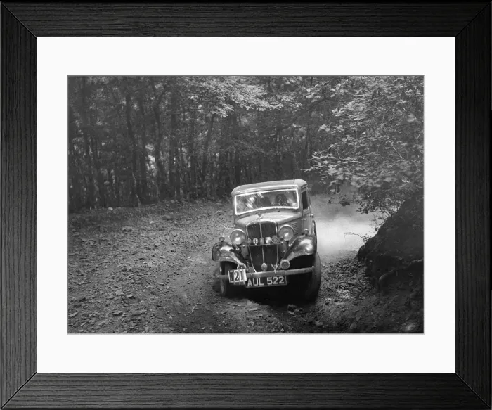 Framed Print : Standard Little Nine saloon, B&HMC Brighton-Beer Trial, Fingle Bridge Hill, Devon, 1934