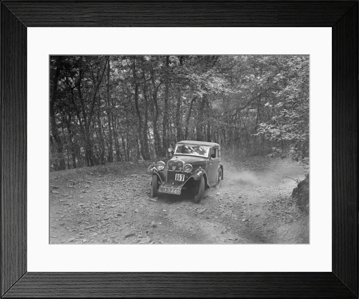 Framed Print : Singer coupe competing in the B&HMC Brighton-Beer Trial, Fingle Bridge Hill, Devon, 1934 Framed Print : Singer coupe competing in the B&HMC Brighton-Beer Trial, Fingle Bridge Hill, Devon, 1934