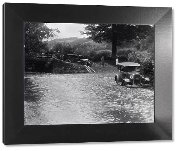 Ford Model A of JW Robbins fording the River Exe at Yealscombe, Devon, JCC Lynton Trial, 1932