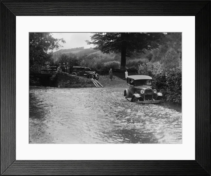 Framed Print : Ford Model A of JW Robbins fording the River Exe at Yealscombe, Devon, JCC Lynton Trial, 1932 Framed Print : Ford Model A of JW Robbins fording the River Exe at Yealscombe, Devon, JCC Lynton Trial, 1932