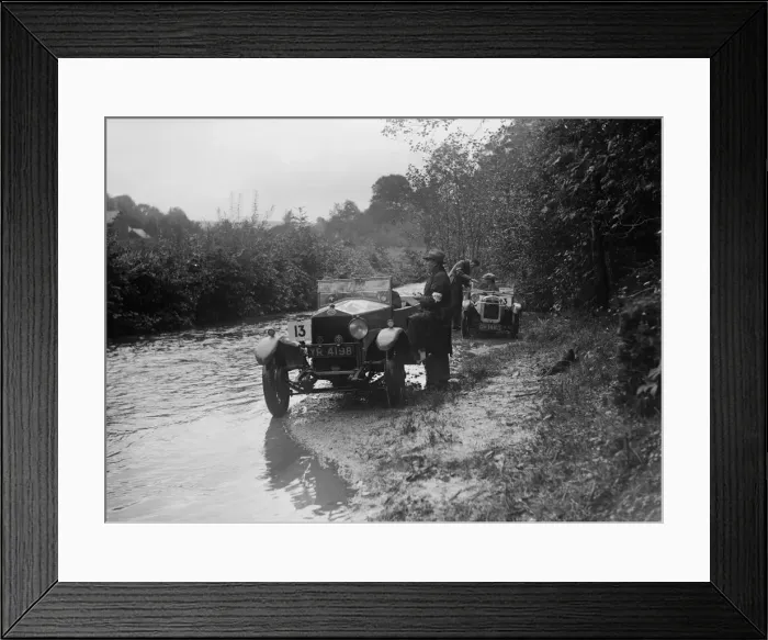 Framed Print : OM of JA Andrews and Austin Ulster competing in the JCC Lynton Trial, 1932. Artist: Bill Brunell Framed Print : OM of JA Andrews and Austin Ulster competing in the JCC Lynton Trial, 1932. Artist: Bill Brunell