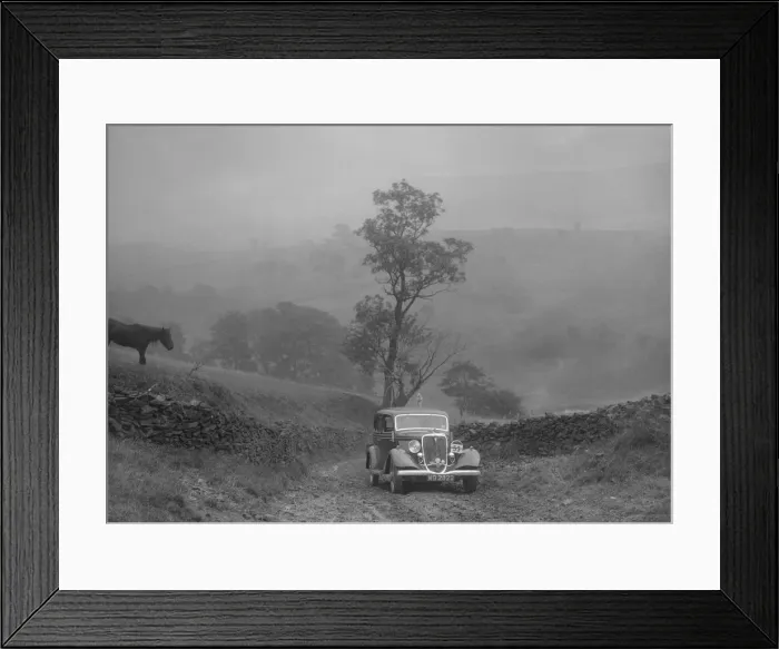 Framed Print : Ford V8 saloon of AKB Clarkson competing in the MCC Sporting Trial, 1935. Artist: Bill Brunell