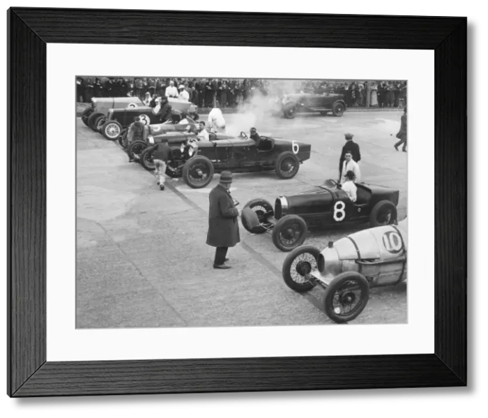 Framed Print : Cars on the start line at a BARC meeting, Brooklands, 1930. Artist: Bill Brunell Framed Print : Cars on the start line at a BARC meeting, Brooklands, 1930. Artist: Bill Brunell