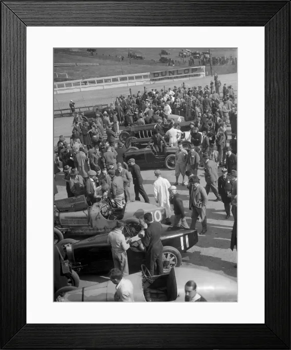 Framed Print : BARC meeting, Brooklands, 1930. Artist: Bill Brunell Framed Print : BARC meeting, Brooklands, 1930. Artist: Bill Brunell