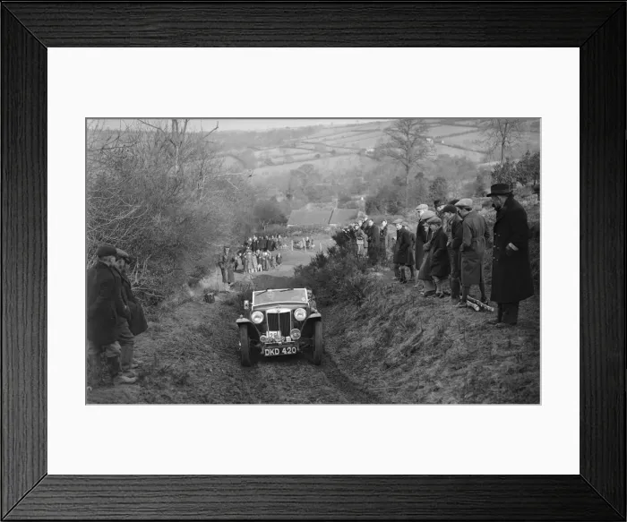 Framed Print : MG TA of WH Depper competing in the MG Car Club Midland Centre Trial, 1938. Artist: Bill Brunell Framed Print : MG TA of WH Depper competing in the MG Car Club Midland Centre Trial, 1938. Artist: Bill Brunell