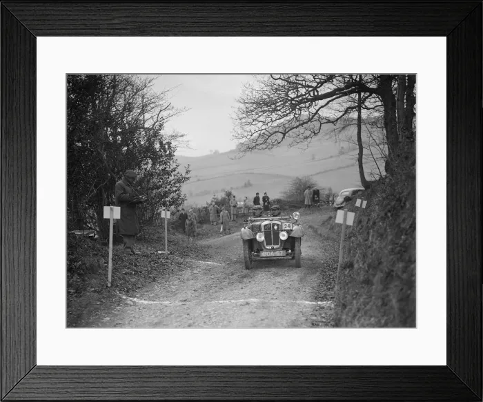 Framed Print : Austin 7 Grasshopper of WH Scriven competing in the MG Car Club Midland Centre Trial, 1938 Framed Print : Austin 7 Grasshopper of WH Scriven competing in the MG Car Club Midland Centre Trial, 1938