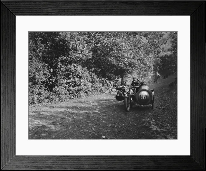 Framed Print : Motorcycle and sidecar of HD Jongs, Brighton and Hove Motor Club Brighton-Beer Trial, 1930 Framed Print : Motorcycle and sidecar of HD Jongs, Brighton and Hove Motor Club Brighton-Beer Trial, 1930