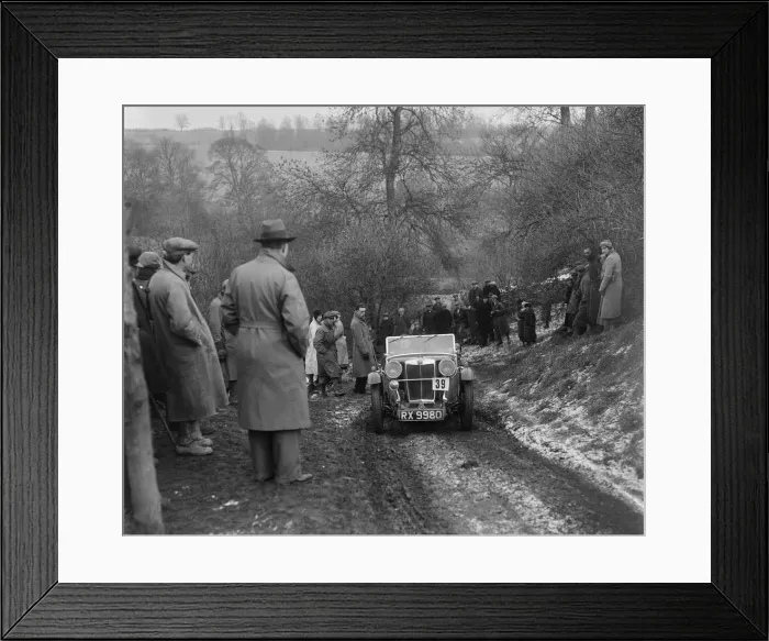 Framed Print : Cycle-winged MG J2 of JR Temple competing at the Sunbac Colmore Trial, Gloucestershire, 1933 Framed Print : Cycle-winged MG J2 of JR Temple competing at the Sunbac Colmore Trial, Gloucestershire, 1933