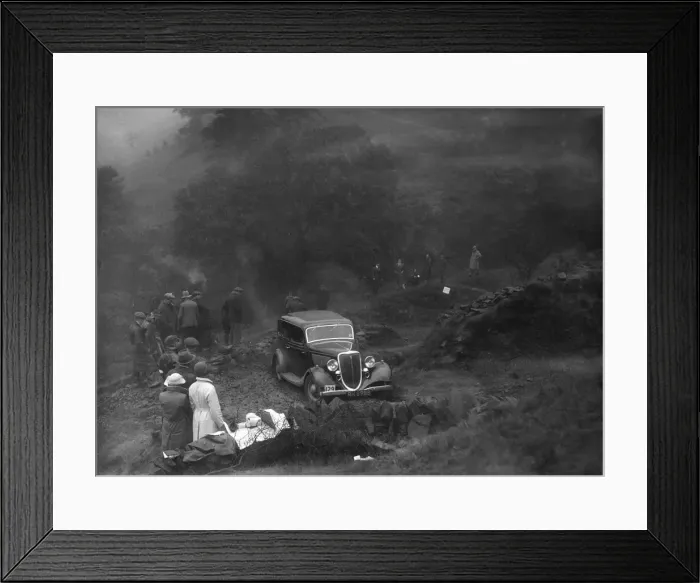 Framed Print : Ford V8 saloon of TC Wise competing in the MCC Sporting Trial, 1935. Artist: Bill Brunell Framed Print : Ford V8 saloon of TC Wise competing in the MCC Sporting Trial, 1935. Artist: Bill Brunell