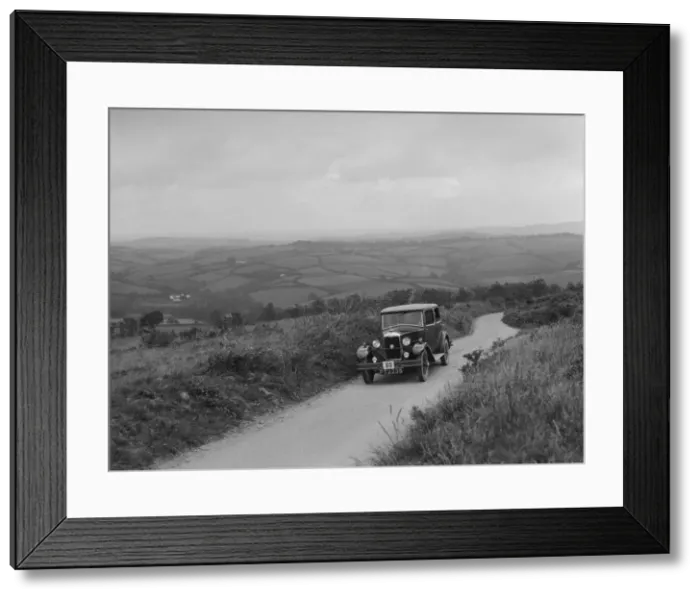 Framed Print : Riley Monaco saloon of VJ Fishleigh competing in the MCC Torquay Rally, 1938. Artist: Bill Brunell Framed Print : Riley Monaco saloon of VJ Fishleigh competing in the MCC Torquay Rally, 1938. Artist: Bill Brunell