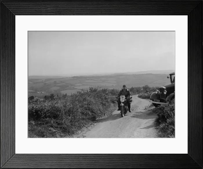 Framed Print : 505 cc AJS of J Harper competing in the MCC Torquay Rally, 1938. Artist: Bill Brunell Framed Print : 505 cc AJS of J Harper competing in the MCC Torquay Rally, 1938. Artist: Bill Brunell