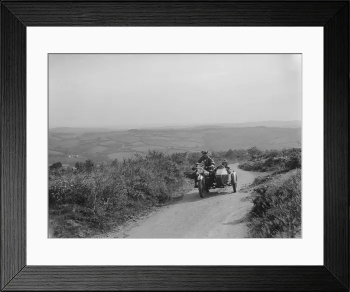 Framed Print : Brough Superior and sidecar of FW Stevenson competing in the MCC Torquay Rally, 1938 Framed Print : Brough Superior and sidecar of FW Stevenson competing in the MCC Torquay Rally, 1938