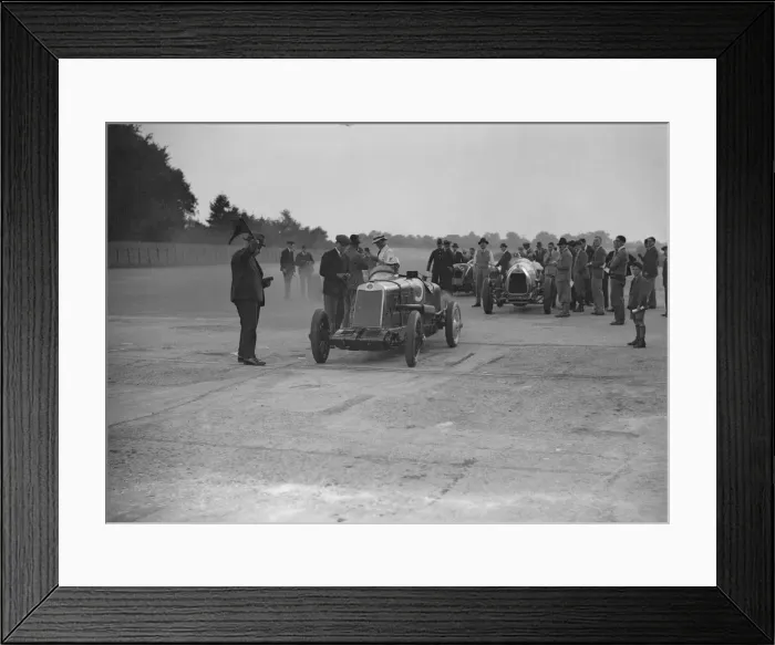 Framed Print : Lea-Francis, Delage and Bentley at a Surbiton Motor Club race meeting, Brooklands, Surrey, 1928 Framed Print : Lea-Francis, Delage and Bentley at a Surbiton Motor Club race meeting, Brooklands, Surrey, 1928