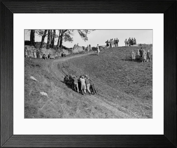 Framed Print : MG M type receiving a push up Litton Slack at the MCC Sporting Trial, Derbyshire, 1930 Framed Print : MG M type receiving a push up Litton Slack at the MCC Sporting Trial, Derbyshire, 1930
