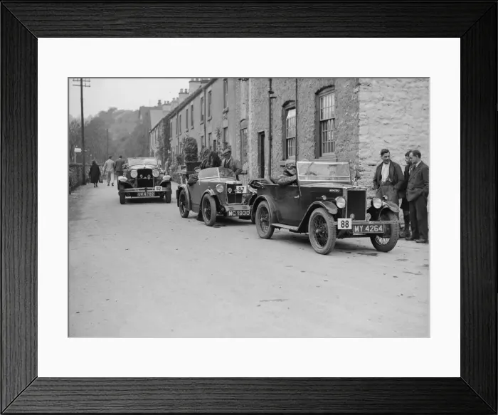 Framed Print : Morris Minor of FR Webb and MG M type of WP Uglow, MCC Sporting Trial, Litton, Derbyshire, 1930 Framed Print : Morris Minor of FR Webb and MG M type of WP Uglow, MCC Sporting Trial, Litton, Derbyshire, 1930