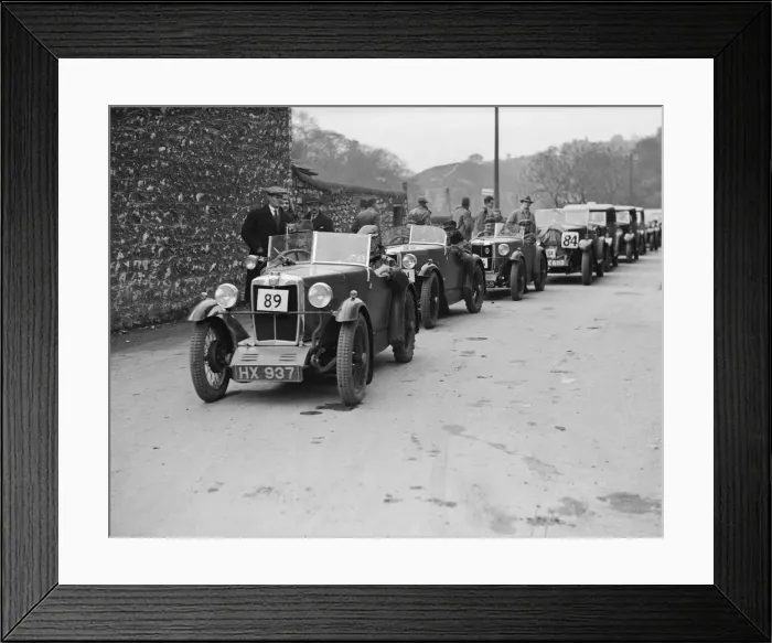 Framed Print : MG M type of EG Farrow at the head of a line of cars competing in the MCC Sporting Trial, 1930 Framed Print : MG M type of EG Farrow at the head of a line of cars competing in the MCC Sporting Trial, 1930