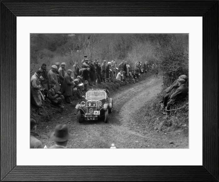 Framed Print : Singer Le Mans of HM Hutton competing in the MCC Lands End Trial, 1935. Artist: Bill Brunell Framed Print : Singer Le Mans of HM Hutton competing in the MCC Lands End Trial, 1935. Artist: Bill Brunell