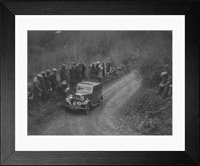 Framed Print : Standard saloon of AJ Borkett competing in the MCC Lands End Trial, 1935. Artist: Bill Brunell Framed Print : Standard saloon of AJ Borkett competing in the MCC Lands End Trial, 1935. Artist: Bill Brunell