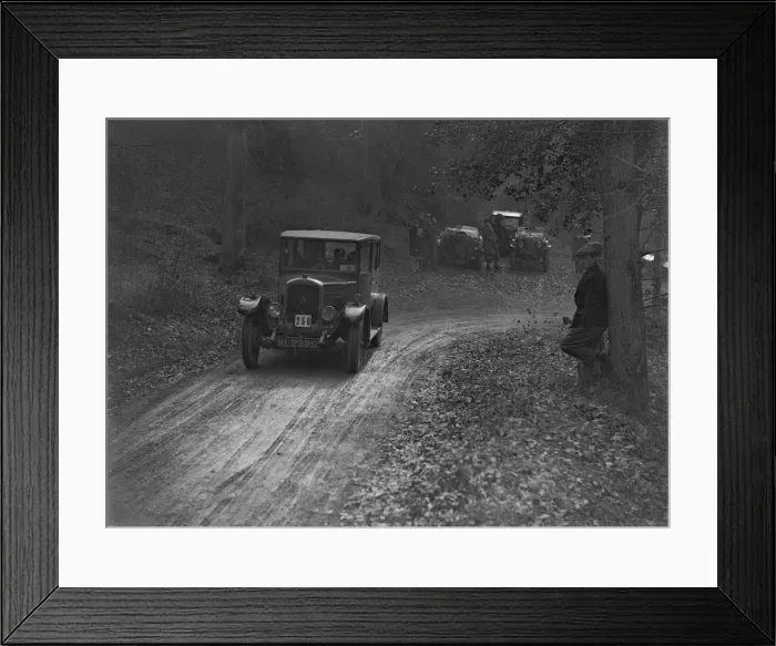 Framed Print : Hillman 11 saloon competing in the Sunbeam Motor Car Club Bognor Trial, 1929. Artist: Bill Brunell